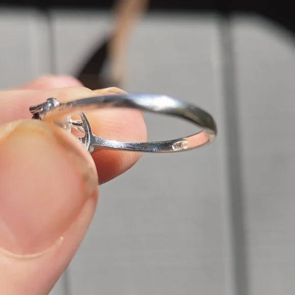 Black Opal.4k sterling & white gold solitaire ring sz6 - Picture 8 of 8